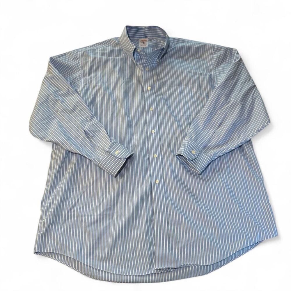 Brooks Brothers Madison Fit Blue and white striped long sleeve button up shirt